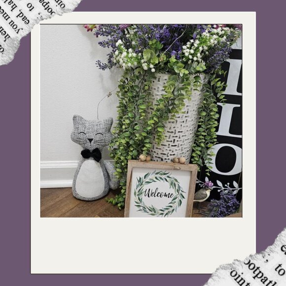 Elements Decorative Cat Door Stopper | NWT | Gray White Black - Picture 7 of 13